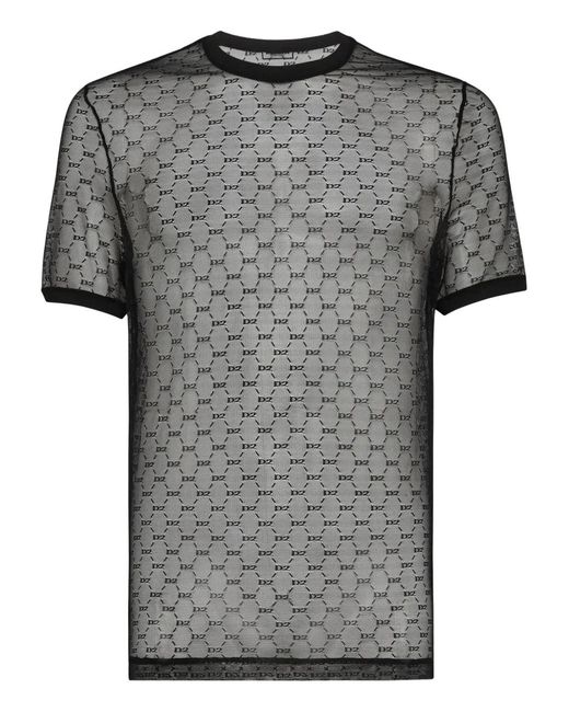 DSquared² Gray Logo-Print T-Shirt for men
