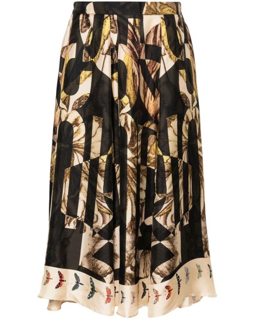 Pierre Louis Mascia Black Abstract-print Silk Skirt