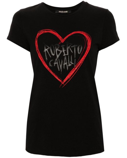 Roberto Cavalli Black Logo-print Jersey T-shirt