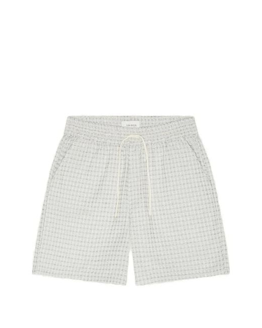 Les Deux White Checkered-Pattern Drawstring Shorts for men