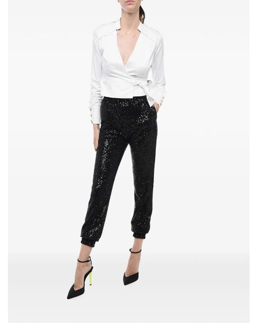 In the mood for love Black Sequin-Embellished Cropped Trousers