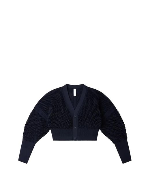 CFCL Blue Lattice Button Textured Cardigan