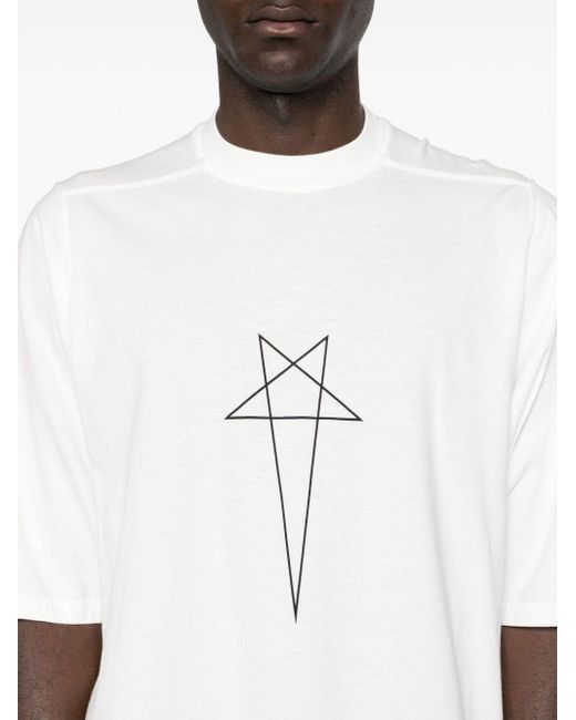 Rick Owens White Jumbo Organic Cotton T-shirt for men