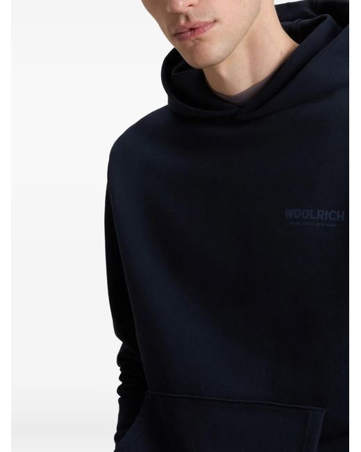 Woolrich Blue Logo-Print Hoodie for men