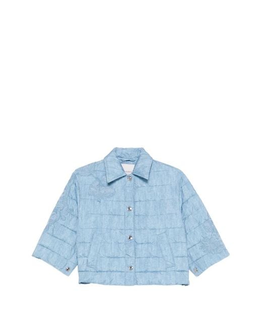 ERMANNO FIRENZE Blue Quilted Embroidered Jacket
