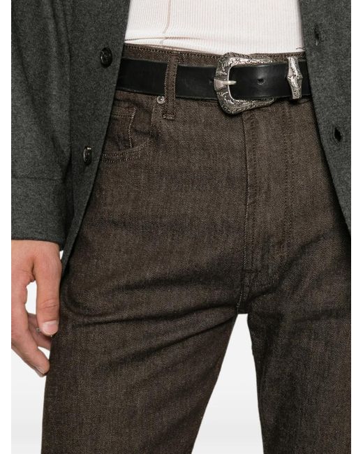 7 For All Mankind Gray Straight-Leg Five-Pocket Jeans for men