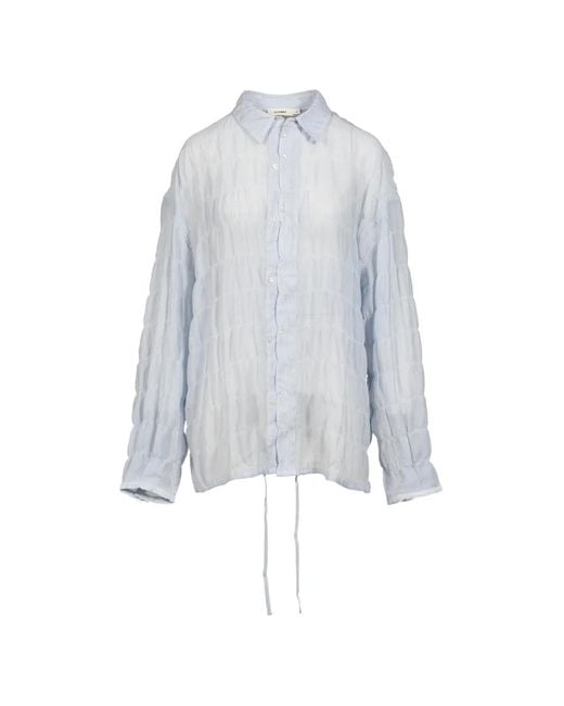 GLOWNY White Coastal Textured Drawstring Shirt