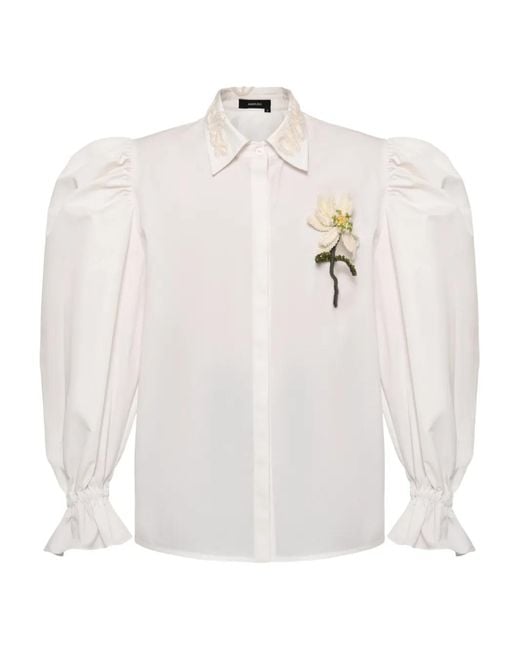Anouki White Chemise À Applique Fleur