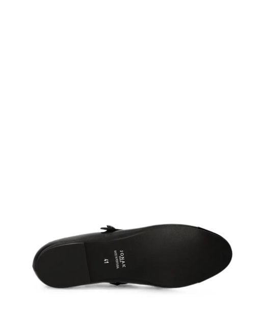 JONAK PARIS Black Dreux Patent-Toe-Cap Touch-Strap Ballet Flats