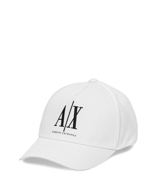 ARMANI EXCHANGE White Logo-Embroidered Baseball Cap