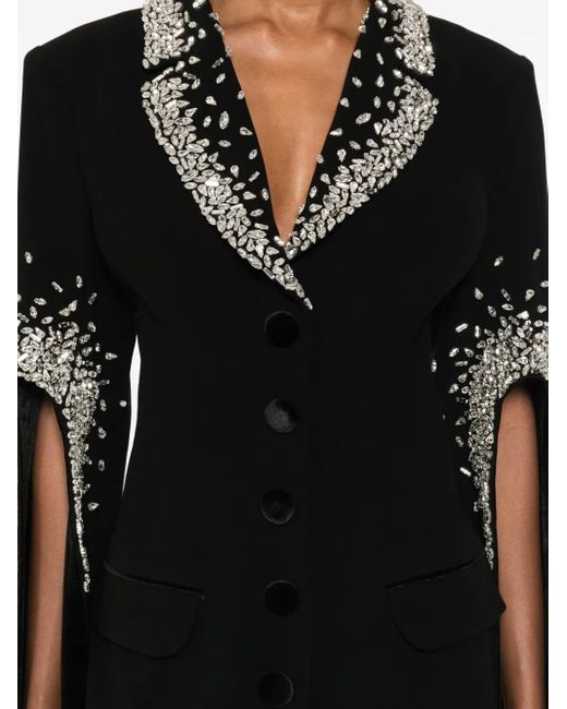 Jean Louis Sabaji Black Crystal-Embellished Tailored Maxi Dress