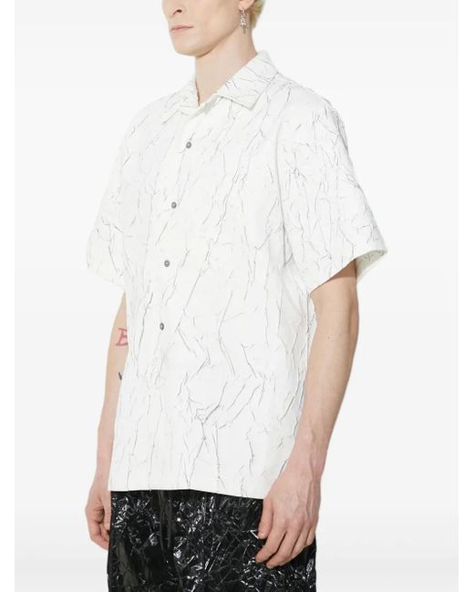 Han Kjobenhavn White Crackle-Print Short-Sleeve Shirt for men