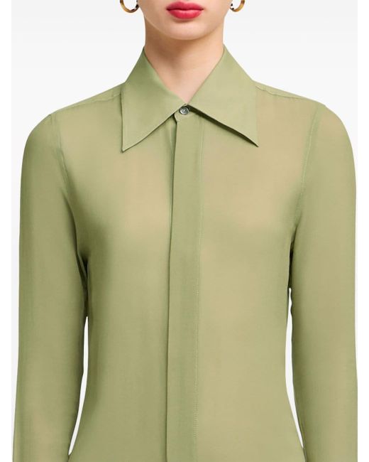 AMI Green Floor-length Silk Shirt Dress
