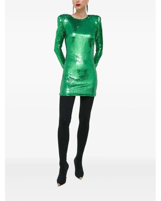 Robe Ornée De Sequins À Épaules Matelassées Bardot en coloris Green