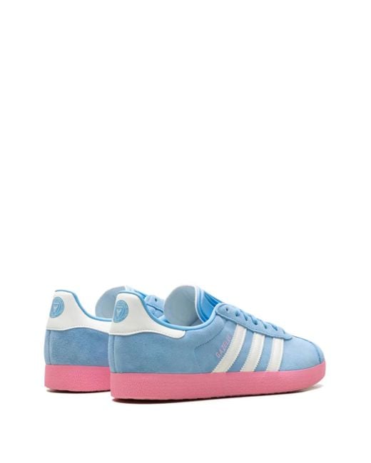 Adidas Blue Gazelle Three-Stripe Suede Sneakers for men