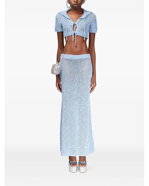 Area Blue Maxi Sequin-Embellished Skirt