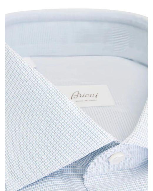 Brioni Blue Patterned Textured Shirt for men