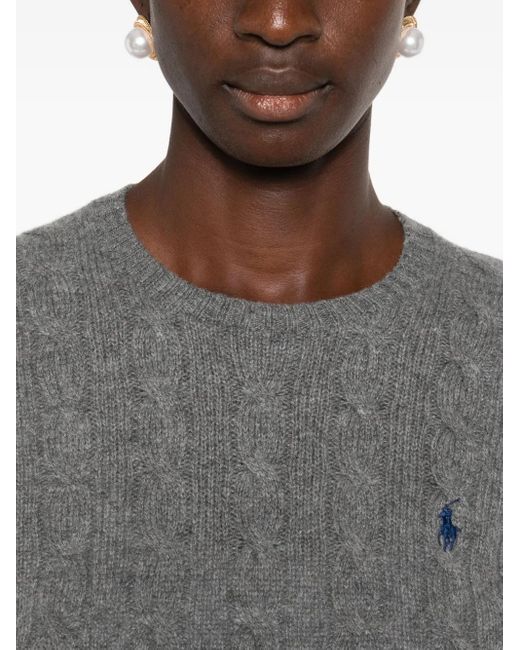 Pull En Maille Torsadée Polo Ralph Lauren en coloris Gray