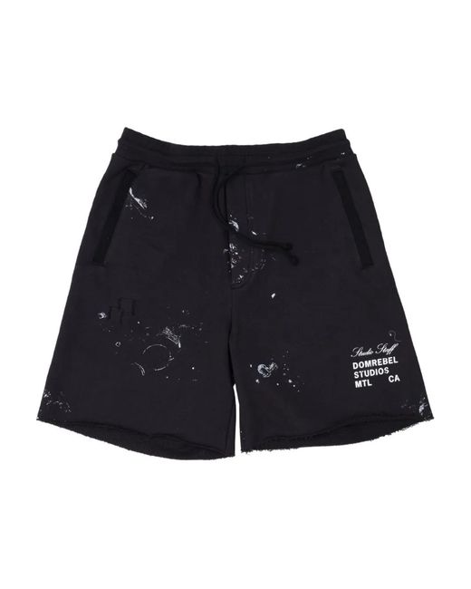 DOMREBEL Blue Paint-Splatter Sweatshorts for men