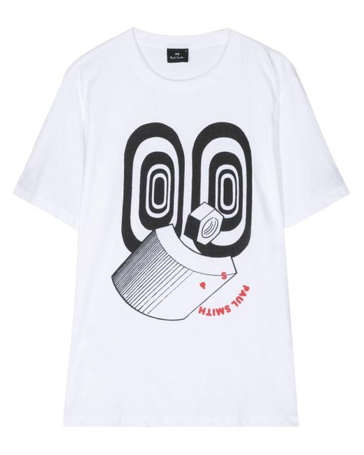 PS by Paul Smith White Graphic-print Organic Cotton T-shirt for men