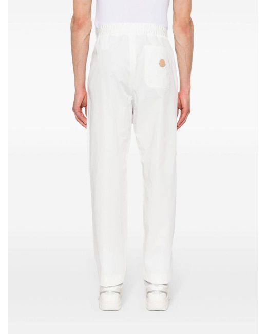 Moncler White Logo-patch Straight Trousers for men