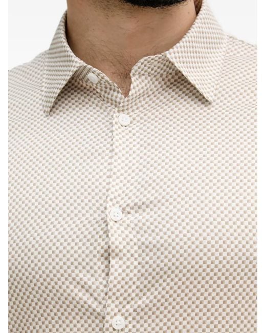 ARMANI EXCHANGE Natural Check-Print Long-Sleeve Shirt for men