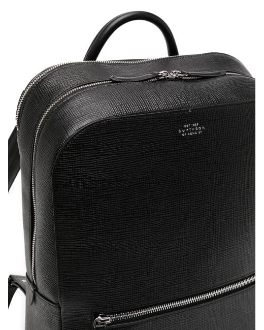 Smythson Black Grained-Calf Leather Backpack