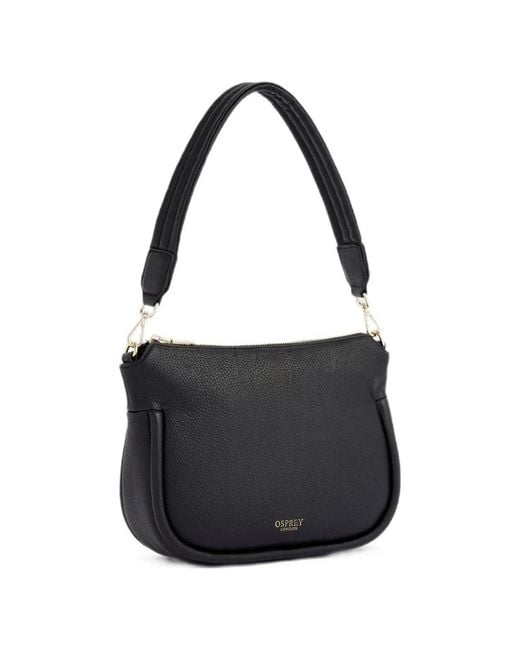 Osprey Black Grained-Leather Shoulder Bag
