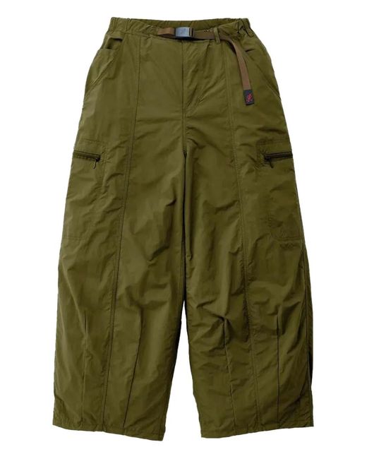 Gramicci Green Balloon-Effect Tailored Trousers
