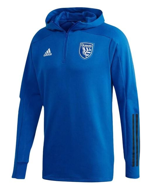Adidas Blue San Jose Earthquakes Half-Zip Sweatshirt for men
