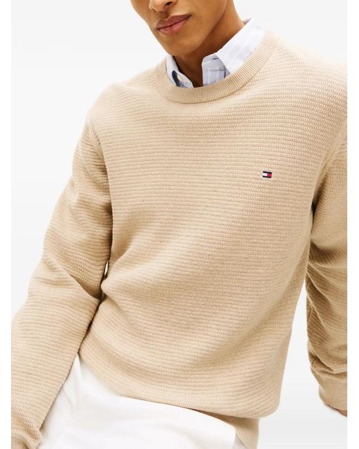Tommy Hilfiger Natural Logo-Embroidered Sweater for men