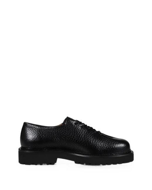 Jacques Soloviere Black Edouard Lug Bold Grained Leather Derby Shoes for men
