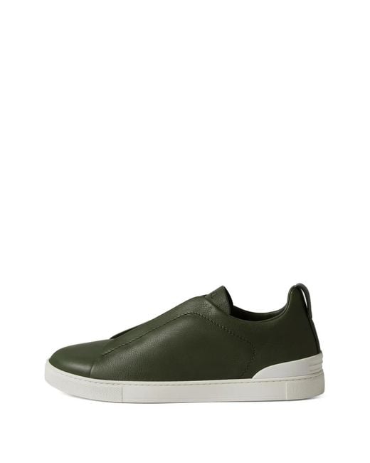 Zegna Green Triple-Stitch Sneakers for men