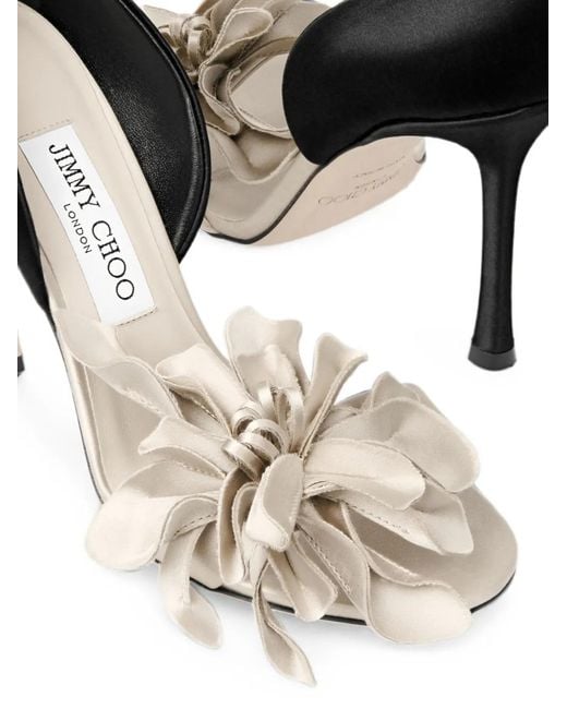 Jimmy Choo White Coko Flower-Embellished Ankle-Strap Sandals