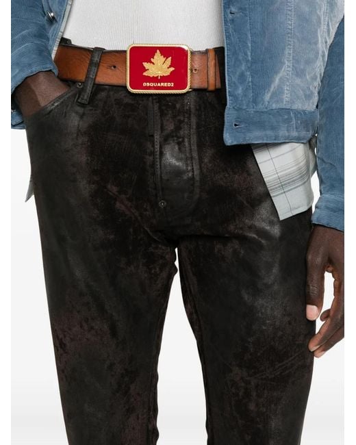 DSquared² Black Metallic-Effect Trousers for men