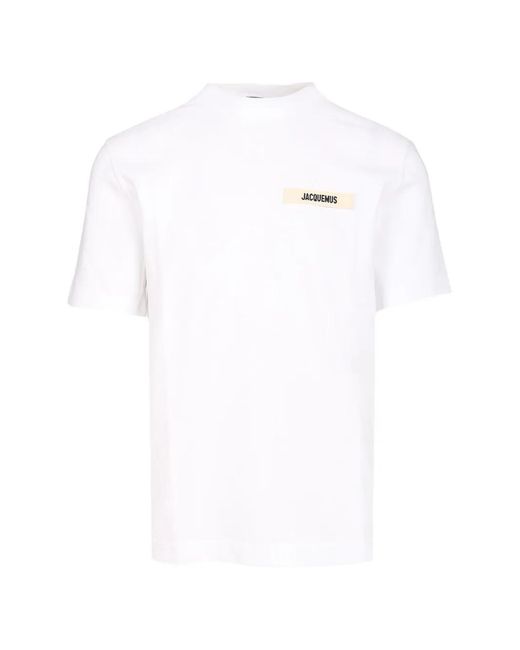 Jacquemus White Logo-Patch Cotton T-Shirt for men