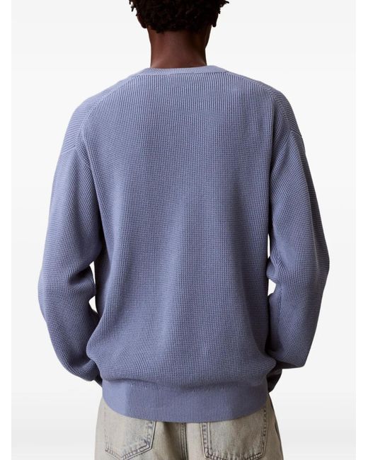 Calvin Klein Blue Waffle-Knit Sweater for men