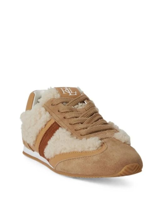 Ralph Lauren Multicolor Shearling-Trim Suede Sneakers