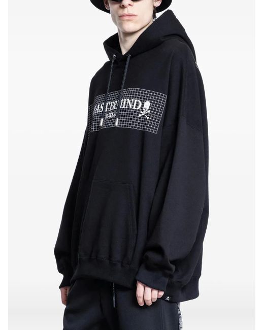 MASTERMIND WORLD Blue Grid-Motif Long-Sleeve Hoodie for men