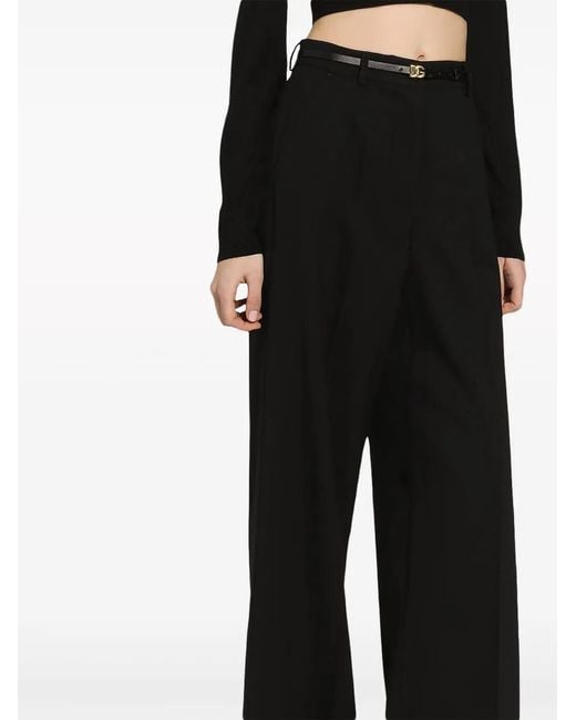 Dolce & Gabbana Black Pressed-Crease Palazzo Pants