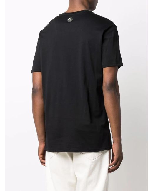 Philipp Plein Black Hexagon Crystal Logo T-Shirt for men