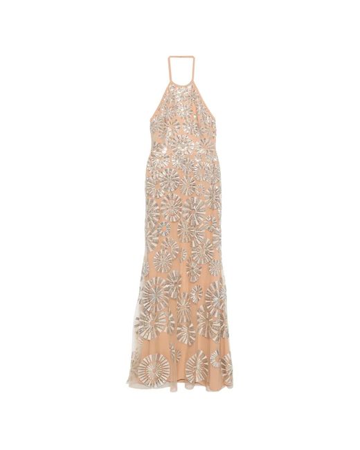 Elie Saab White Sequin Embellished Maxi Dress