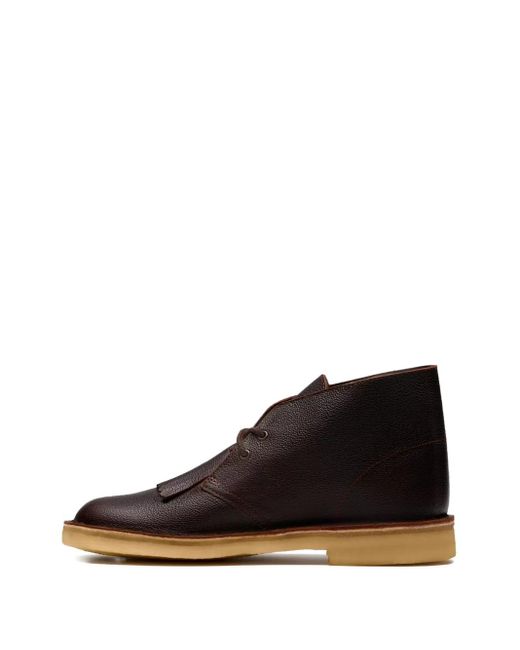 Clarks Brown Leather Grain Tweed Boots for men