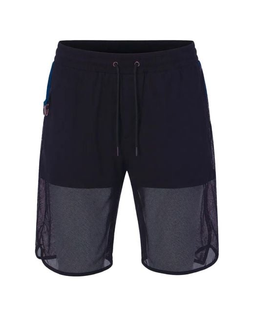 Nicolo' Beretta Blue Mesh-Panel Lace-Up Shorts for men