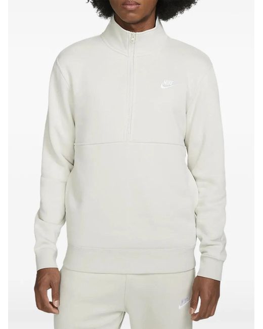 Nike White Sportswear Club Half-Zip Sweater for men