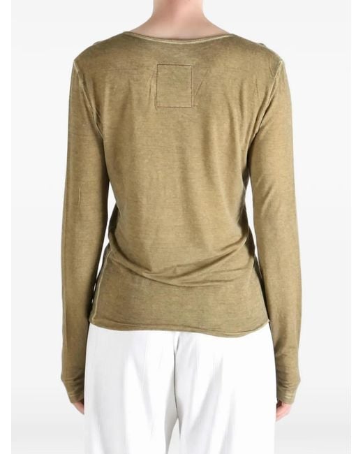 Uma Wang Green Front-Tie Long-Sleeve Top