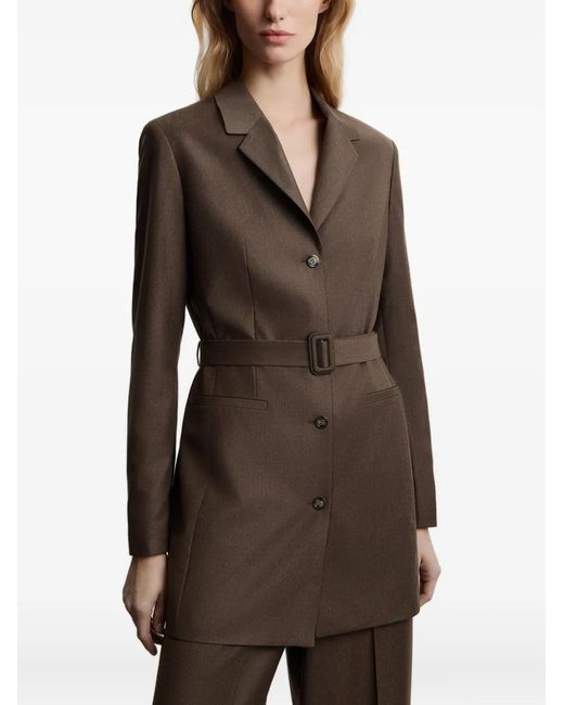 12 STOREEZ Brown Belted Wool Blazer