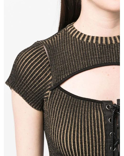 ANDERSSON BELL Black Cut Out-Detail Ribbed Knitted Top