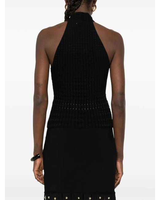 Jonathan Simkhai Black Halterneck Textured Top