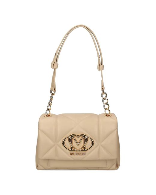 Love Moschino White Gesteppte Umhängetasche Mit Kettenriemen
